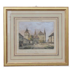 Colored engraving \"View of Switzerland, seen from the entrance to Nyon Castle\"